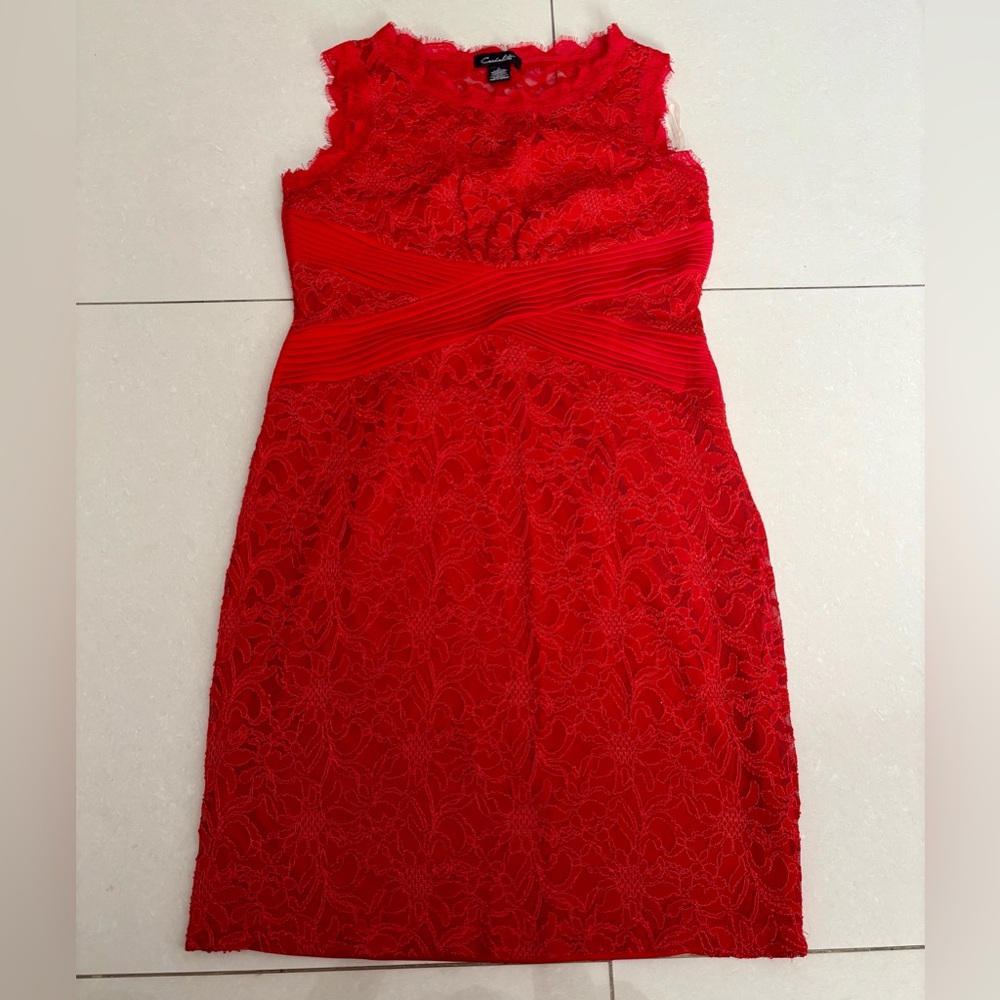 Elegant Red Lace Midi Dress